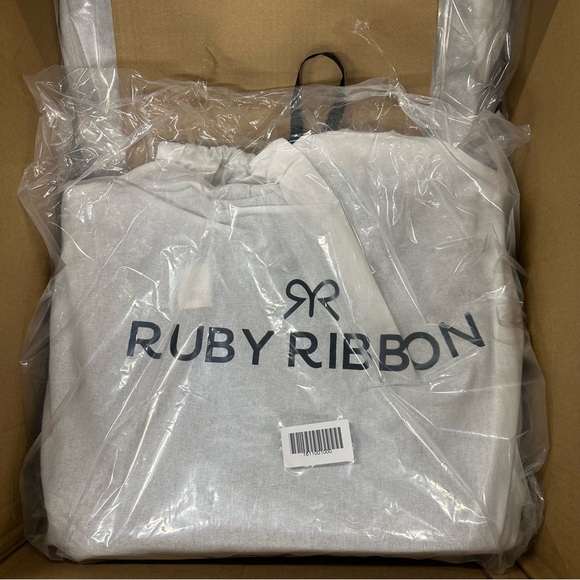 New Ruby Ribbon Black Logo Embossed Faux Leather Tote Bag - Picture 2 of 5